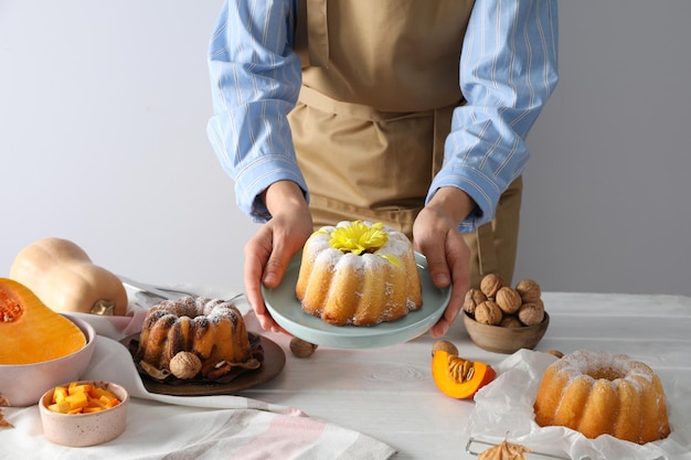 Leckeres Essenskonzept der Herbstsaison, Kürbiskuchen