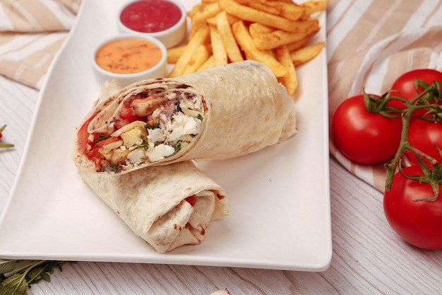 leckeres fleisch durum, türkischer kebap, sandwichwrap