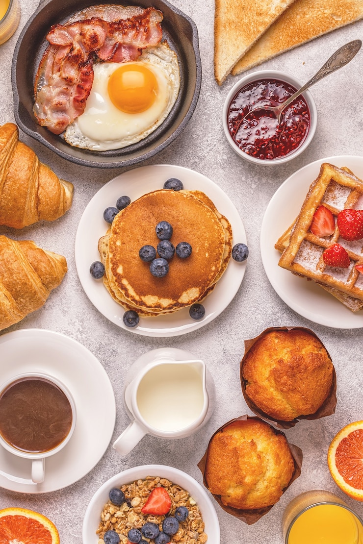 Foto leckeres frühstück auf einem leuchttisch
