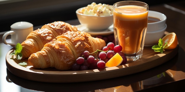 Leckeres Waffelfrühstück auf dem Tisch