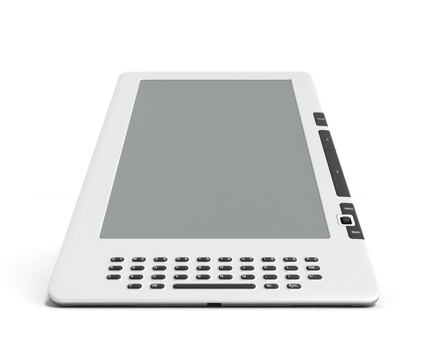 Foto lector de libros electrónicos en blanco imagen renderizada en 3d en blanco