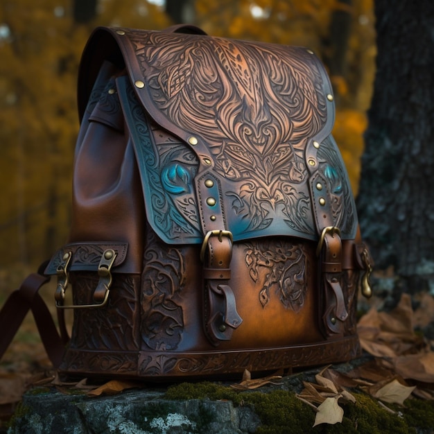 Leder Rucksack im Fantasy-Stil