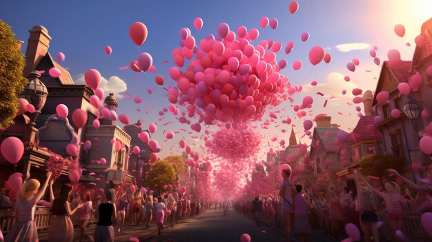 Lee UnkrichInspirierte Pixar 3D-Szene Brustkrebs-Bewusstseinsmarathon mit animierten Figuren in Pi