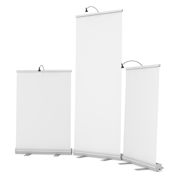 Leer aufgerollte Expo-Banner-Standgruppe