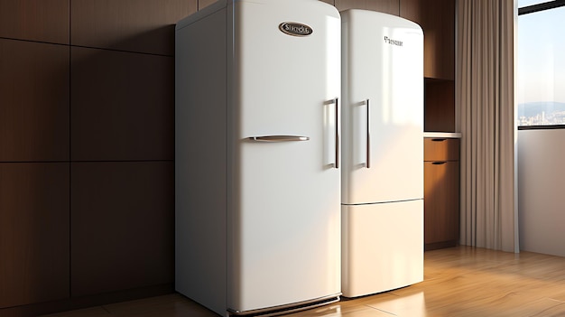 Leer Kühlschrank-Mockup-Hintergrund mit Kopierraum für Text Kühlschrankschablone für die Küche