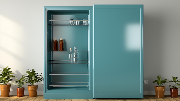 Foto leer kühlschrank-mockup-hintergrund mit kopierraum für text kühlschrankschablone für die küche