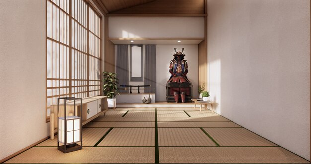 Leer - Sauberes modernes Zimmer im japanischen Stil. 3D-Rendering