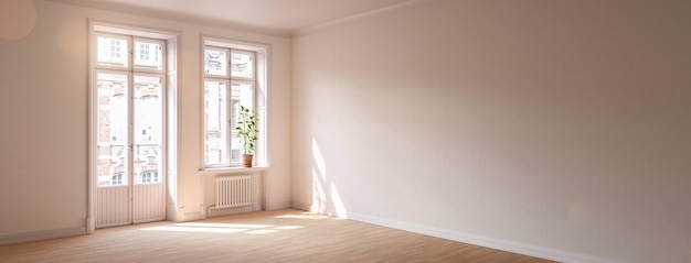 Leere Altbau Wohnung mit Balkon como Hintergrund