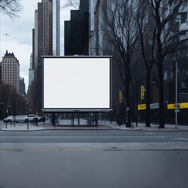 Leere Anzeigetafel Mockup an der Bushaltestelle in der Mitte der Straße