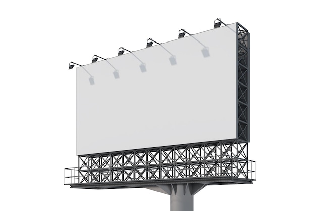 Leere Billboard-Vorlage im Leerraum Straße Außenwerbung Isoliert Mock-up 3D-Rendering Seitenansicht