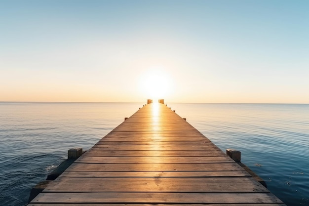 Foto leere brücke beim sonnenuntergang