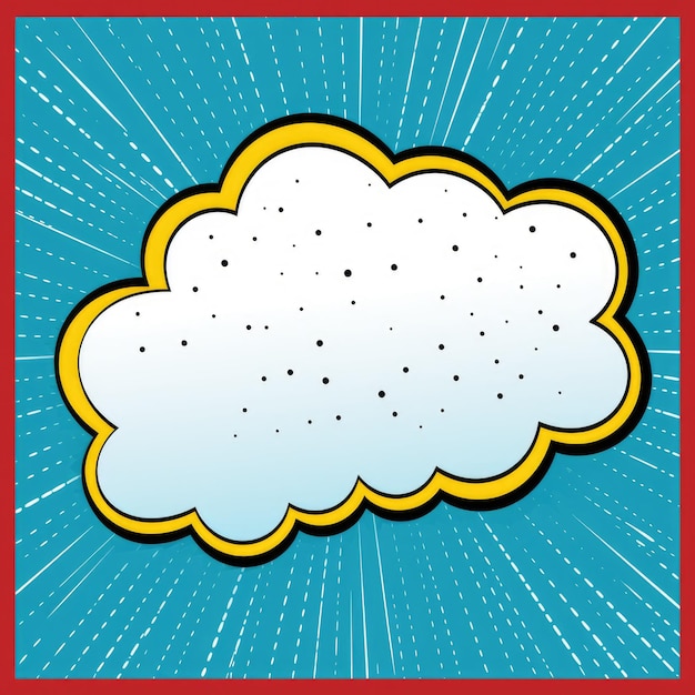 Leere Comic-Sprachblase in Form von Wolken und Strahlen auf blauem Hintergrund Pop-Art-Cartoon-Illustration