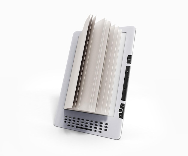 leere E-Book-Reader 3D-Render-Illustration auf Gradient