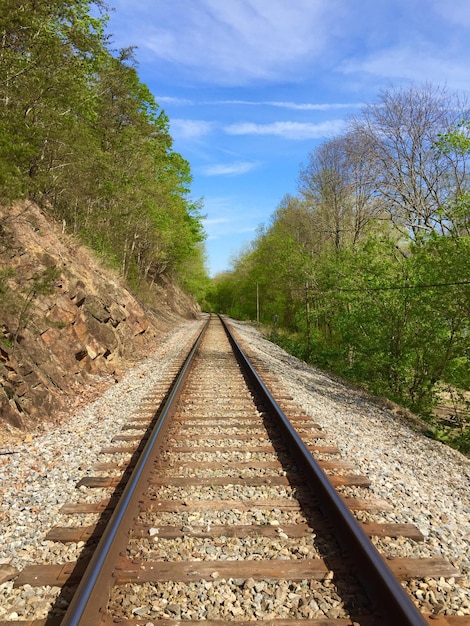 Leere Eisenbahnschienen gegen bewölkten Himmel
