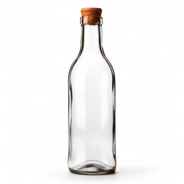Foto leere glasflasche auf weißem hintergrund
