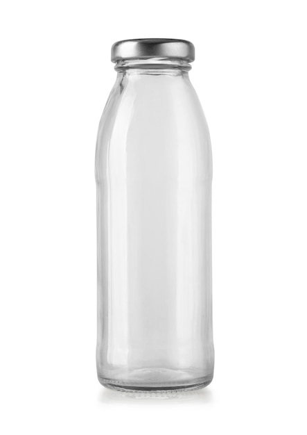 Leere Glasflasche mit Beschneidungspfad isoliert