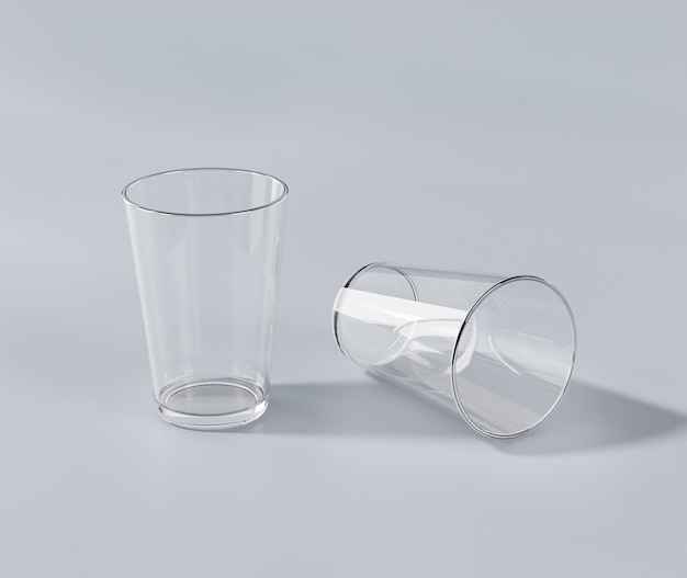Leere Glasschale, transparente Flasche, 3D-Rendering, 3D-Rendering