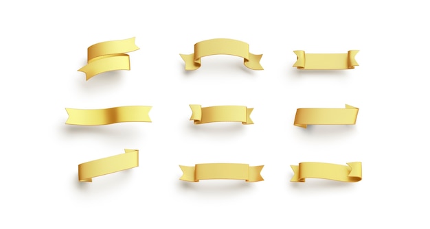 leere gold banderole mock up leere vintage ornament mockup klare gelbe richtung für fest isoliert
