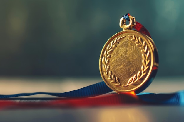 Leere goldene Medaille Trophäe Auszeichnung Symbol für Triumph und Führung Generative KI