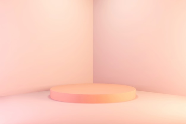 Leere Hintergrund abstrakte Wandecke Szene 3d Rendering minimalen rosa Kreis Gradienten Podium, für Poduct.