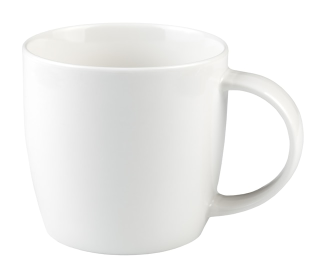 Leere Kaffeetasse lokalisiert auf weißem Hintergrund.