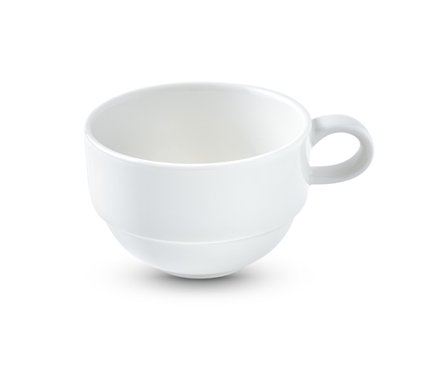 Leere Kaffeetasse oder Kaffeetasse lokalisiert auf weißem Hintergrund