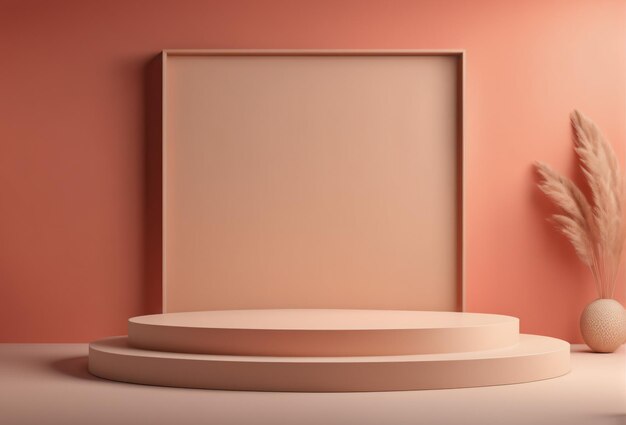 Foto leere korallbeige orangefarbene abgerundete podest oder podium plattform bühne hintergrund für die produktplatzierung