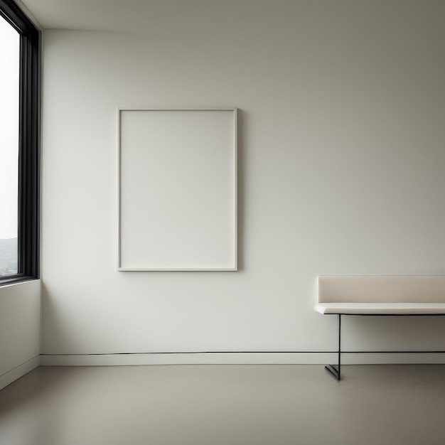 Foto leere leinwand auf einer modernen weißen wand in einem modernen innenraum 3d-rendering