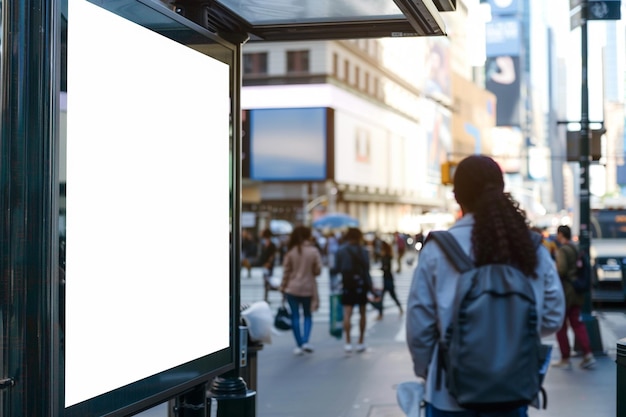 Foto leere plakate an einer bushaltestelle in new york city, um ein effektives marketing-mockup zu erstellen