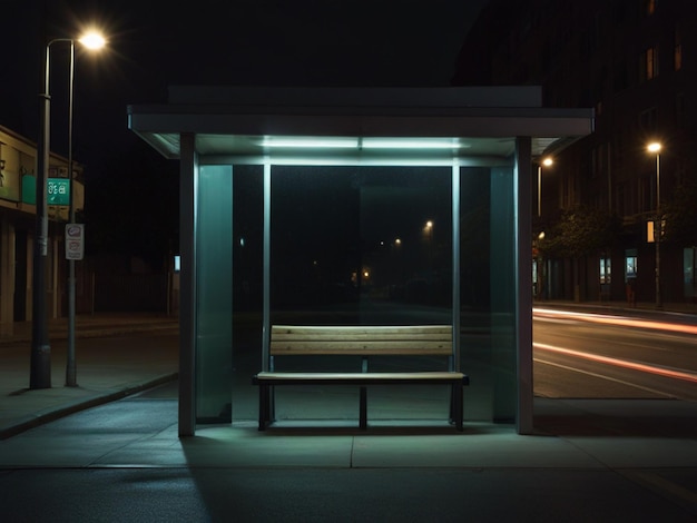 Foto leere plakaten an der bushaltestelle in der nacht