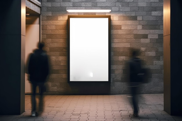 Leere Plakatwand auf der Stadtstraße bei Nacht. Innenwerbung mit generativer KI