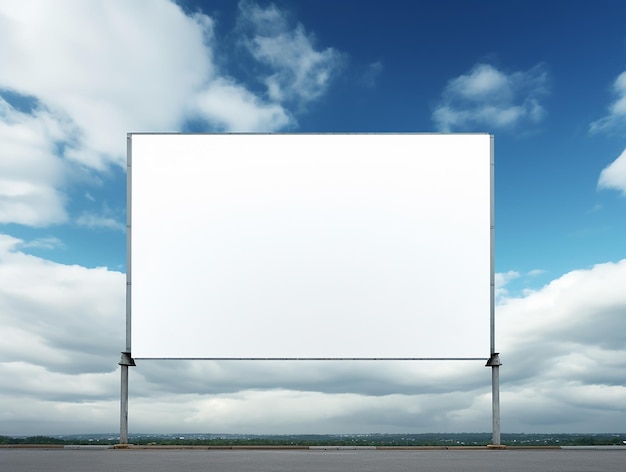 Leere Plakatwand gegen einen bewölkten Himmel, die von KI generiert wurde