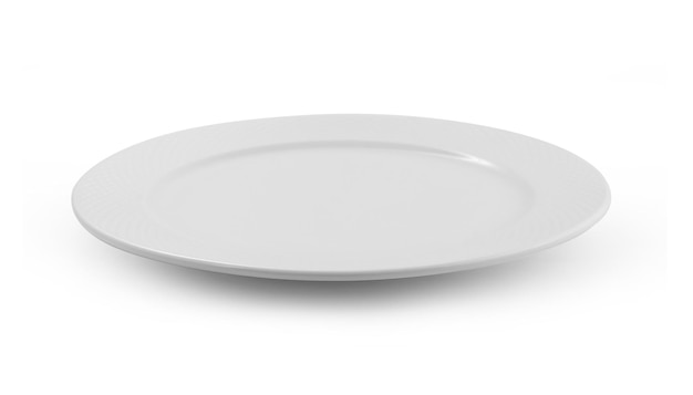 Leere Platte vor weißem Hintergrund