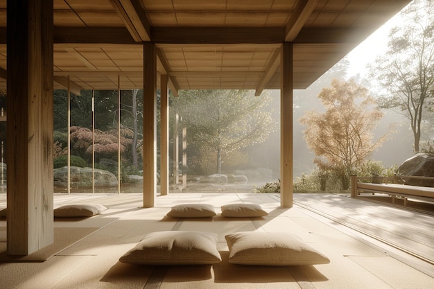 Leere Raumwand-Mockup Japandi Innenarchitektur