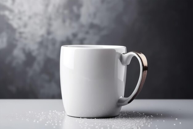 Leere realistische Tasse auf dem Tisch Bokeh-Licht im Hintergrund Mockup der generativen A