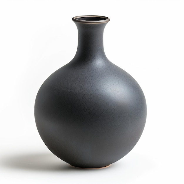 Foto leere runde graue vase auf weißem hintergrund