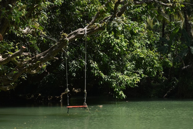 Leere Schaukel am Maroon River, Pacitan, Indonesien