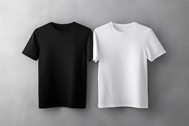 Leere schwarz-weiße T-Shirt-Mockup-Vorderseite