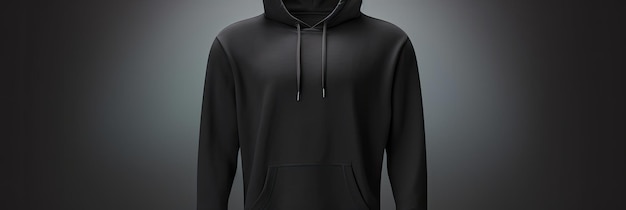 Leere schwarze Hoodie-Design-Mockup-Vorlage auf unsichtbarer Schaufensterpuppe für Modedruck