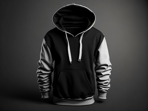 Leere schwarze Hoodie-Vorlage Hoodie-Sweatshirt mit langen Ärmeln mit Ausschnittstraße Hoodie für das Design