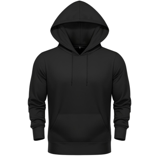 Leere schwarze Hoodie-Vorlage isoliert auf weißem Hintergrund