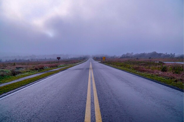 Foto leere straße entlang der landschaft