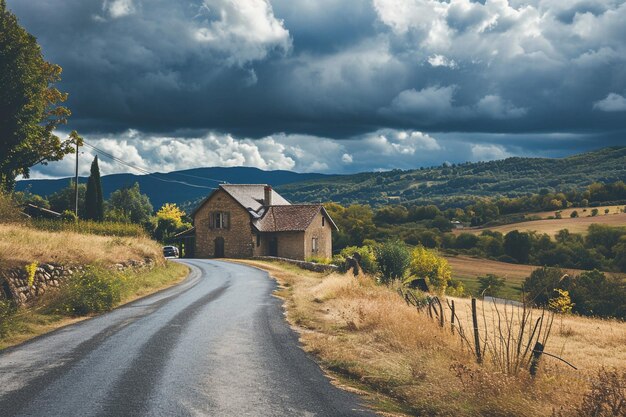 Leere Straße entlang der Landschaft