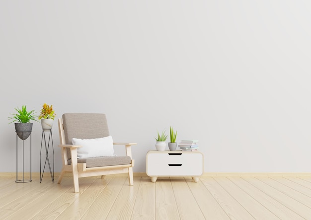 Leere Stühle und Tisch gegen die weiße Wand zu Hause