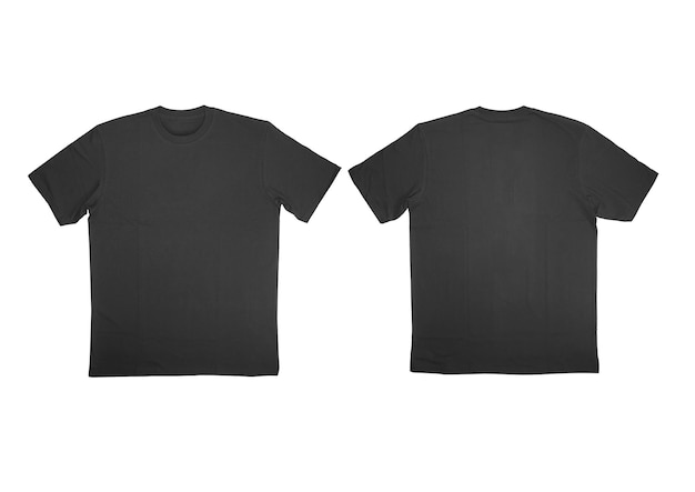Leere T-Shirt schwarze Vorder- und Rückwand auf sauberem Hintergrund Kurzärmel-Mockup