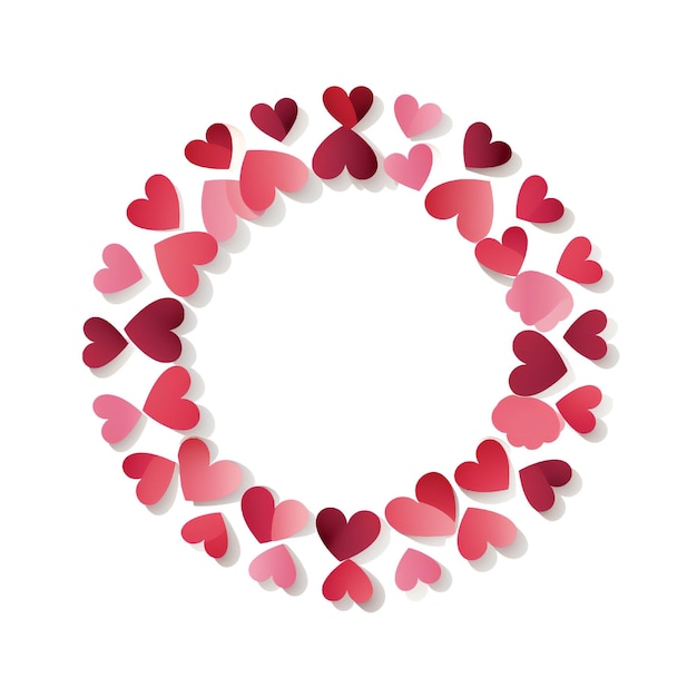 Leere Valentinstags-Herzen Kreis-Design-Element flacher Stil auf weißem Hintergrund