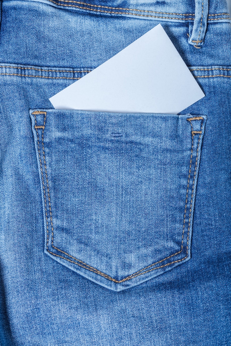 Foto leere visitenkarte der blue jeans-tasche