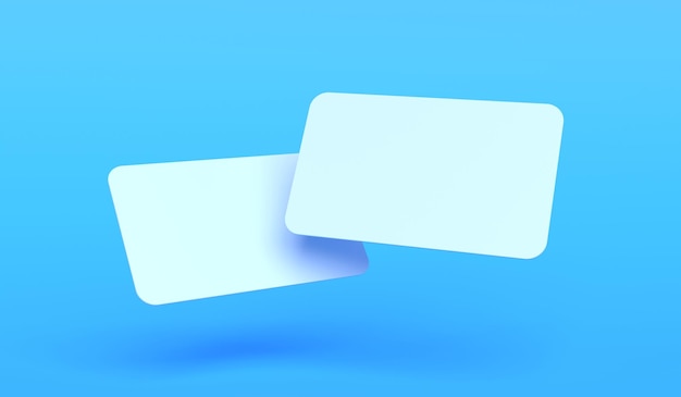 Leere Visitenkarten auf blauem Hintergrund 3D-Darstellung