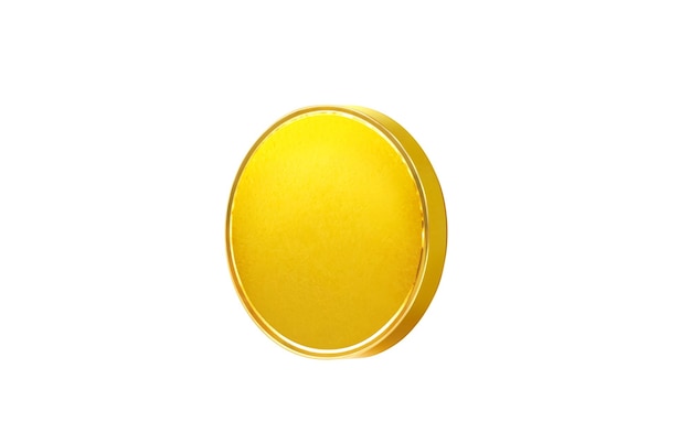 Leere Vorlage für eine Goldmünze oder -medaille mit isolierter Metallstruktur auf weißem Hintergrund