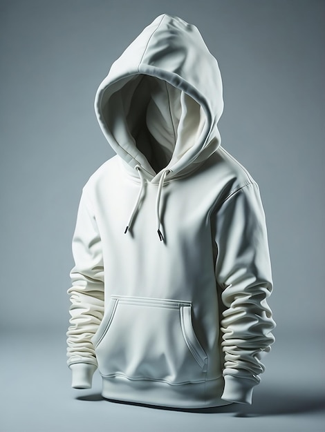 Leere weiße Hoodie-Vorlage Hoodie-Sweatshirt mit langen Ärmeln mit Ausschnittstraße